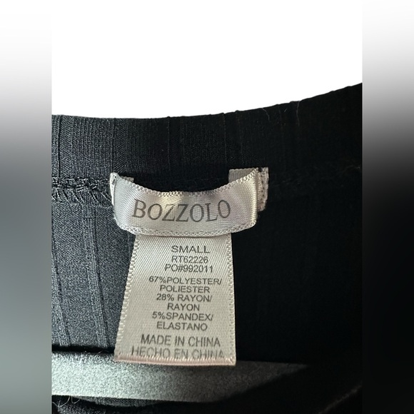 Bozzolo Women’s Black Ribbed Crop Top Small – Short Sleeve Stretch Tee - Picture 4 of 5